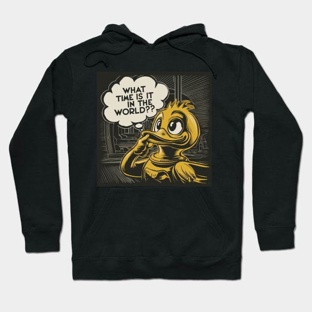 Thoughtful Yellow Plastic Duck Funny Duck Hoodie by Macphisto Shirts